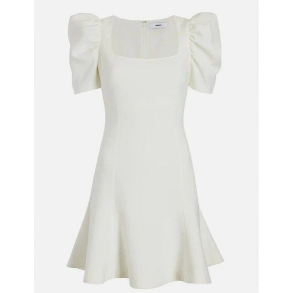 Likely Scooped Alia Dress Ivory Puff Sleeve Fit & Flare Mini Dress Size S
